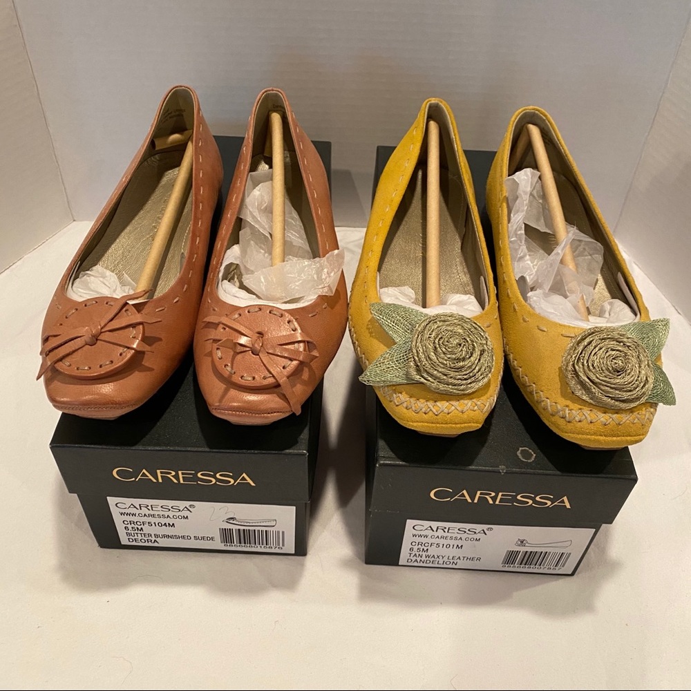 Caressa Leather & Suede Flats - 2 pairs